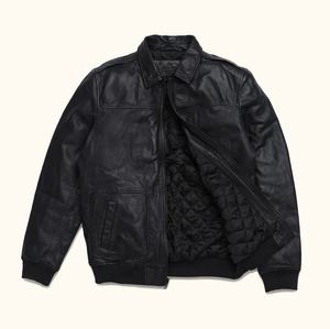 Chaqueta de cuero de alta calidad 100% para hombre de diseño superior con forro de edredón, cuello levantado, manga completa, personalizable para la temporada de invierno - Product Image 4