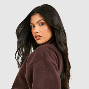 Sudadera con cremallera 1/4 de alta calidad, sudadera de lana de gran tamaño para mujer con cuello levantado, Sudadera con capucha lavada y cuello con media cremallera para mujer - Product Image 2