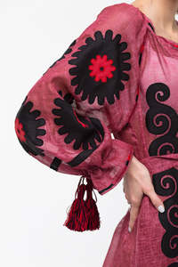 Vestido Maxi bohemio de manga larga con diseños ucranianos bohemios para verano, vestido bordado con apliques, estilo bohemio - Product Image 3