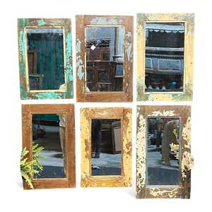 Vintage Luxury Wood and Aluminum Frame Bathroom and Bedroom <b>Wall</b> <b>Mirror</b> Glass Home Decor for Dressing for Home Use - Product Image 1