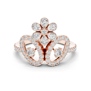 Bague Fleur en Diamant de Laboratoire 0,547 CT pour Femme, Clarté VVS-VS EF, Or 18KT, 14KT, 10KT et Argent 925, Or Rose, Or Jaune, Or Blanc - Product Image 3