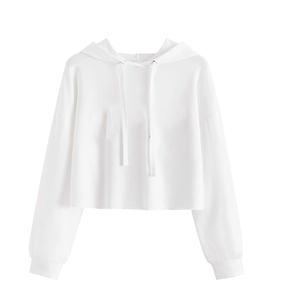 Sweat à capuche en coton de haute qualité pour femmes haut court décontracté avec logo avant imprimé col à capuche en gros - Product Image 1