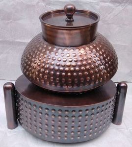 Bronze Finished Hammered Design Stainless Steel Round Chafing Dish High Quality Hot Food Serving Buffet for Catering Wedding Use - Product Image 1