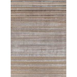 Basis Beige & <b>Brown</b> Striped Hand Loom <b>Wool</b> & Viscose Rug for Home Use-Hwv-13005 - Product Image 1