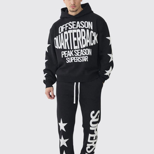 Survêtement pour homme en éponge française de qualité supérieure impression bouffante 3D 100% coton survêtement et sweat à capuche empilés ensemble survêtements pour hommes - Product Image 1