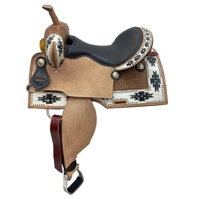 Selle de cheval en cuir occidental artisanale de qualité supérieure, véritable selle de randonnée et de ranch, équipement équestre confortable avec siège en daim - Product Image 1
