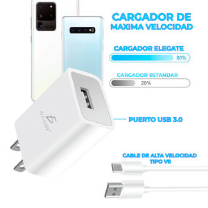 Caricabatterie V8 Rapido 5V 1A per Cellulari con Cavo Micro USB Compatibile QC3.0 QC2.0 per Telefoni Cellulari e Auricolari, Confezione con Spine US EU - Product Image 4