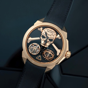 JACOB&amp;COA Limited Edition Skull <strong>Chronograph</strong> Plated <strong>Automatic</strong> Stainless Steel Case Genuine Leather Strap - Product Image 4