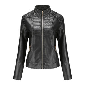 Classic Style Women's Winter <b>Biker</b> <b>Jacket</b> XL Full Sleeves Cow Leather Coat Cotton Filling Breathable Knitted Fashionable Winter - Product Image 1