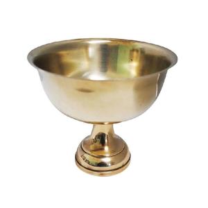 Bol à fruits en métal martelé argenté avec travail de fantaisie Bol de service de forme ronde avec support en métal doré Décoration intérieure en métal moderne - Product Image 1