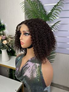 Super doble dibujado 5*5 cierre Peluca de encaje crudo original vendedores de cabello humano rizado <span class=keywords><strong>rizos</strong></span> 5*5 cierre Peluca de encaje precio de fábrica - Product Image 2