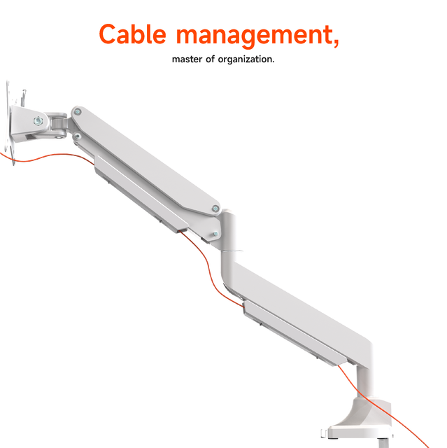 AUKI White Heavy Duty Gas Spring Monitor Arm 13-49 Inch Computer Monitor Desk Mount VESA Adjustable Stand