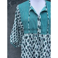 Robe longue personnalisable pour femme, style bohème hippie, à rayures florales, col en V profond, dentelle délicate, taille naturelle, écologique, pour le quotidien