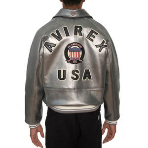 Nouvelle arrivée, veste Avirex en cuir de vache véritable, veste bomber de mode d'hiver haut de gamme, entièrement personnalisée, streetwear en cuir original - Product Image 4