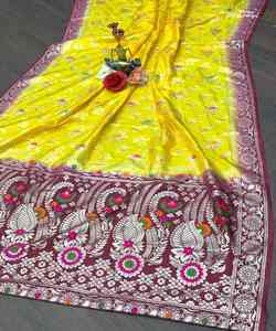 Impreso Chinon Saree Sari Shari con blusa sin costuras Opción de desgaste de fiesta étnica para todas las ocasiones y eventos - Product Image 5