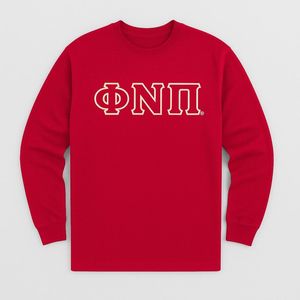 Maglietta a maniche lunghe Kappa Alpha Psi Phi Nu Pi con 3 lettere in feltro, maglietta rossa da uomo, abbigliamento greco ufficiale D9 - Product Image 1