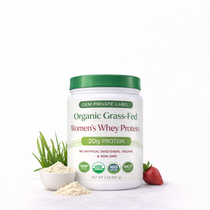 Protéine de lactosérum biologique pour femmes, nourrie à l'herbe, OEM, 2 lb, 30 portions |   20g de protéines, sans édulcorants artificiels, non-OGM |   Marque privée GMP - Product Image 1