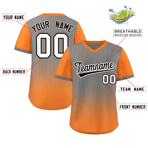 Camiseta de Béisbol Personalizable Naranja y Gris, Manga Corta, Cuello en V, Uniforme de Equipo para Hombre, Camiseta Deportiva de Softbol, Transpirable y Personalizada - Product Image 2
