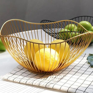 El mejor precio al por mayor, cesta de fruta de hierro chapada en oro, cesta de almacenamiento de tamaño personalizado, cesta decorativa para utensilios de cocina - Product Image 1