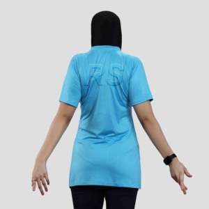 Équipé personnalisé de haute qualité islamique modeste vêtements de sport vêtements actifs musulman long haut ample entraînement col en V t-shirt pour les femmes - Product Image 5