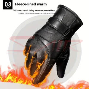 ถุงมือหนังเต็มนิ้วหุ้มฉนวนแฟชั่นฤดูหนาวสำหรับผู้ชายใหม่สำหรับฤดูหนาว - Product Image 3