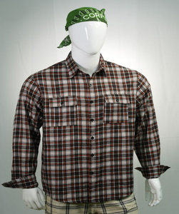 Vente chaude hommes décontracté à manches longues chemise en flanelle avec col montant 100% coton Logo personnalisé conception nouvelles chemises en flanelle à la mode - Product Image 6