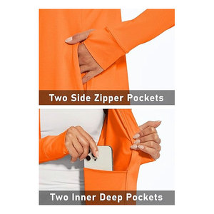Femmes à la mode léger athlétique fermeture éclair vestes 2025 sweats à capuche Gym Yoga hauts course vêtements d'entraînement avec poche - Product Image 3