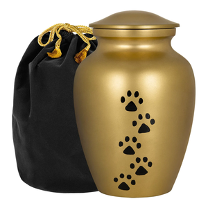 Urna para mascotas de Metal dorado más vendida, artesanía grabada con pata de alta calidad para cenizas de cremación funeraria para adultos ACW a precio mayorista - Product Image 1