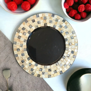 Mother of Pearl Wooden <b>Table</b> Charger Exquisite Natural Shell Inlay for Elegant Events, Hotels & Home <b>Table</b> Styling Luxury Dining - Product Image 2