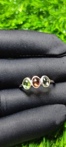 Anillo fino de Plata de Ley 925, 1,33 gramos, cabujones ovalados de turmalina múltiple Natural, ajuste de bisel, rodio para regalo de aniversario - Product Image 6