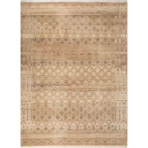 Viscaya Beige <b>Brown</b> Hand Knotted <b>Wool</b> Rug AKWL-3116 Geometric Pattern Living Carpet for Home Entryway Car Rectangle Puzzle Shape - Product Image 1
