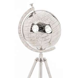 Globo Terráqueo Decorativo de Metal con Soporte de Trípode, Artesanía de Aluminio con Acabado Brillante, Soporte de Globo Geográfico Ajustable y Giratorio - Product Image 5
