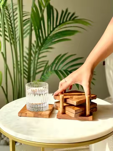 Posavasos de madera de diseño personalizado con soporte para el hogar, Hotel, restaurante, accesorios de decoración de mesa de Crescent Crafts - Product Image 5