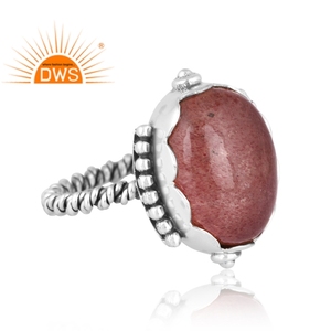 Anillo de declaración de piedras preciosas de cuarzo fresa Natural de plata esterlina oxidada más vendido fabricante de joyería personalizada - Product Image 2