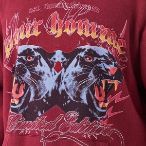 Fournisseurs de vêtements de rue surdimensionnés en strass de conception imprimée de logo personnalisé complet Sweats à capuche lourds en relief en strass pour hommes - Product Image 3