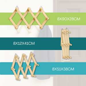 10 ganci arrotondati resistenti e pratici allungabili 90x7x42 cm appendiabiti in legno comodo e salvaspazio - Product Image 2