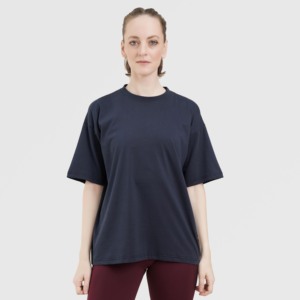 Efforless <b>Navy</b> Swing Tee Slim Fit 100% Cotton Breathable Lightweight with Diamond Decoration Sizes XS & XXS Short <b>Crop</b> Length - Product Image 1
