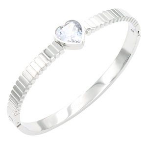 Bracciale di Charm in acciaio inossidabile placcato oro in pietra trasparente macchiato con eleganza elegante - Product Image 1