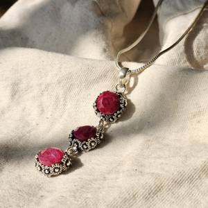 จี้รูปดอกไม้ประดับพลอยทับทิม เงินแท้ 925 - Product Image 3