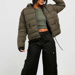 Veste d'hiver au design personnalisé pour femmes avec manches longues et col montant fermeture à glissière rembourrage en coton respirant - Product Image 5