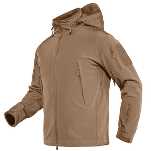 Windproof Waterproof Coated Heated Eco-Friendly <b>Hooded</b> Unisex <b>Soft</b> <b>Shell</b> <b>Jacket</b> for Winter Outdoor Use with Zipper Front Logo - Product Image 1
