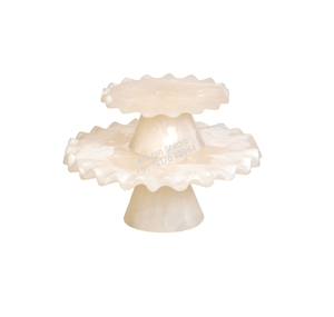 Soporte para Pastel de Resina Pura Hecho a Mano, Diseño de Espiral Blanca con Textura de Mármol Colorida, Duradero, Apto para Lavavajillas, Herramienta para Exhibición de Alimentos - Product Image 1