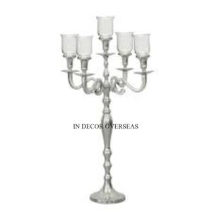 Crystal Beaded And Hanging Designer 5 Arms High Grade <b>Gold</b> Plated Superior Quality Metal <b>Candelabra</b> Wedding Decoration Supplies - Product Image 2