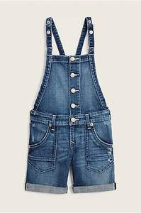 Denim High Quality <b>Short</b> <b>Dungaree</b> for <b>Women</b> Light Wash Distressed Vintage Effortless Style Bib Overall Button Printed Trendy - Product Image 6