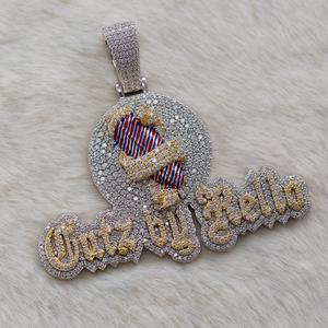 Pendentif lettre glacé personnalisé en argent sterling 925 Pendentif hip hop en moissanite diamant Pendentif bijoux personnalisés - Product Image 2