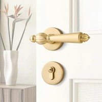 Serrure de porte de chambre dorée style rétro français, poignée magnétique silencieuse pour porte en bois, poignée de porte intérieure divisée pour usage domestique