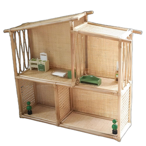 Casa de muñecas de ratán de estilos naturales hechos a mano, juguetes para niños, miniaturas, casa pequeña de ratán para muñecas, decoración para niños, habitación de bebé - Product Image 1