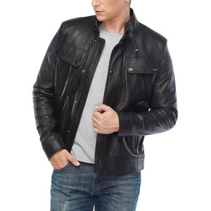 Veste d'hiver en cuir véritable sur mesure de qualité supérieure pour hommes, veste à capuche à col montant avec veste populaire pour hommes, vente à chaud - Product Image 4