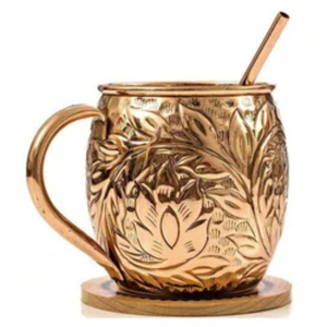 Tasses à boire en laiton de style élégant avec texture martelée en nid d'abeille, finition antique, best-seller, articles de cuisine en provenance d'Inde - Product Image 3