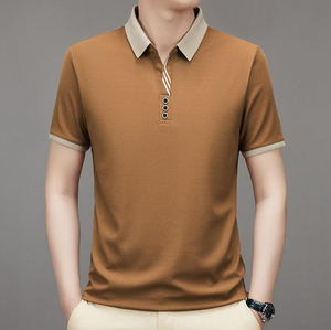 Otoño nuevos hombres de negocios Casual Slim elástico Top de manga larga para Polo camisa clásica Color sólido básico Top tejido de punto - Product Image 2